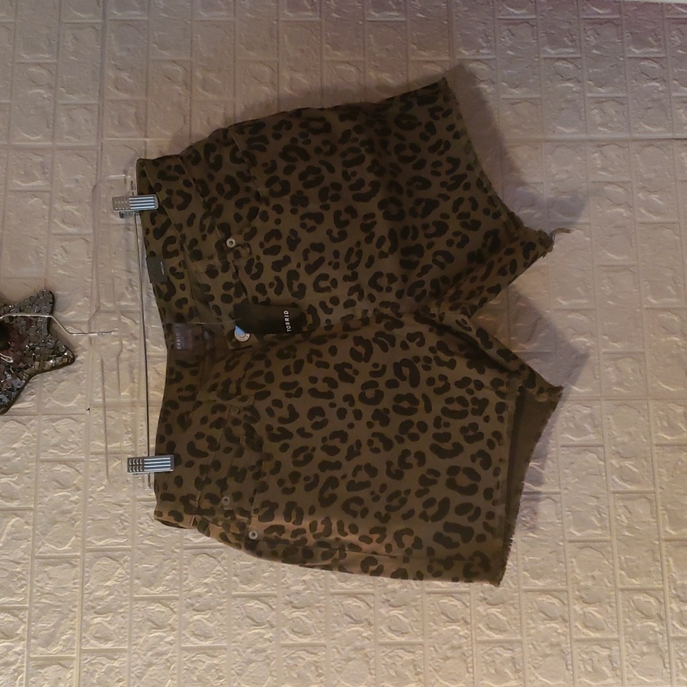 torrid size 12 leopard print denim shorts